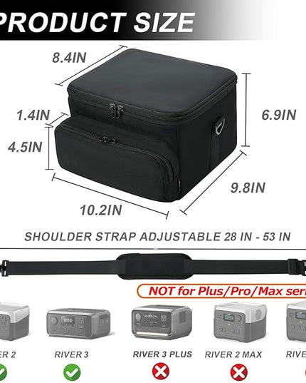 Cosmos Portable Power Station Carrying Case Bag Compatible with Eco-flow River 2/3-256Wh Generator Protective Shoulder Storage Bag Cover with Pocket for Outdoor Travel Camping Charging Accessories