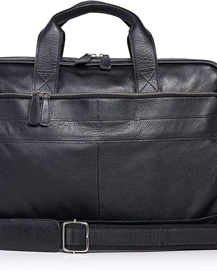 Leather briefcase 18 Inch Laptop Messenger Bags for Men and Women Best Office briefcase Satchel Bag (Black)