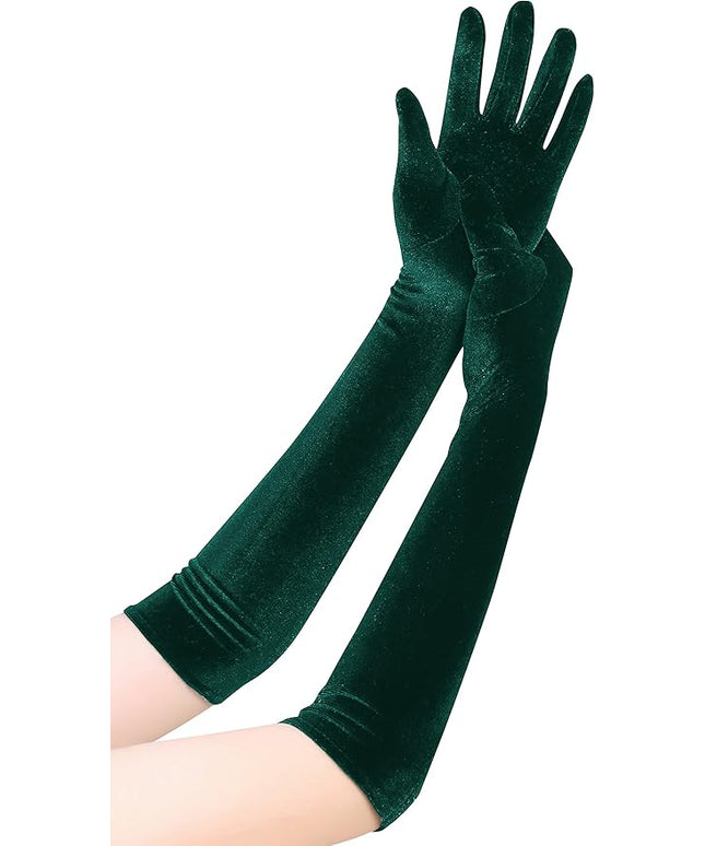 Long Opera Gloves for Women Velvet Gloves 1920s Flapper Stretchy Elbow Length Halloween Costume Gloves