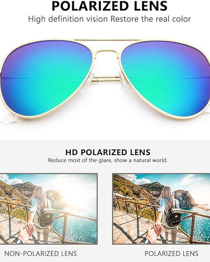 livho Sunglasses for Men Women Aviator Polarized Metal Mirror UV 400 Lens Protection