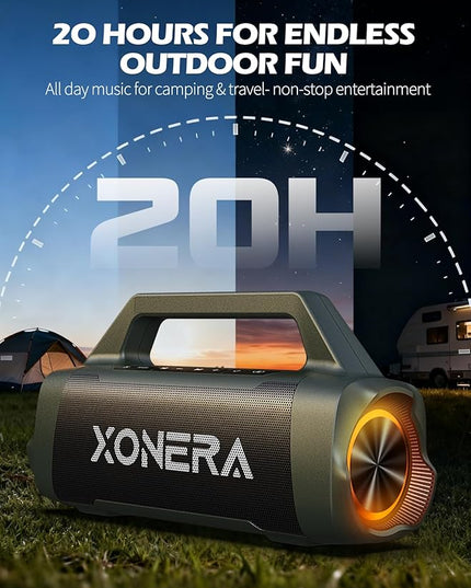 Speakers Bluetooth Wireless, 80W Peak Loud Outdoor Speaker with Bass, 20H Playtime, IPX6 Waterproof, TWS，BT5.3, Portable for Camping Hiking Boating Pool Beach, Olive Green