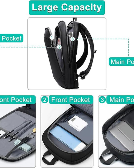 Business Backpack for Men 17 Inch,Slim & Expandable Waterproof Travel Laptop Backpack with USB Charger Port,Anti-Theft Lightweight Large Work Computer Bag,College Laptop Backpacks Gifts for Men Women