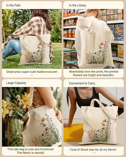 Canvas Tote Bag with Zipper Handles for Women Bridesmaid Birthday Wedding Mother Ladies Shopping Gift Bags