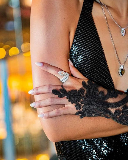 HOMELEX Women Black Lace Feather Gloves Witch Angel Costume Accessories Swan Wings Wrist Bands