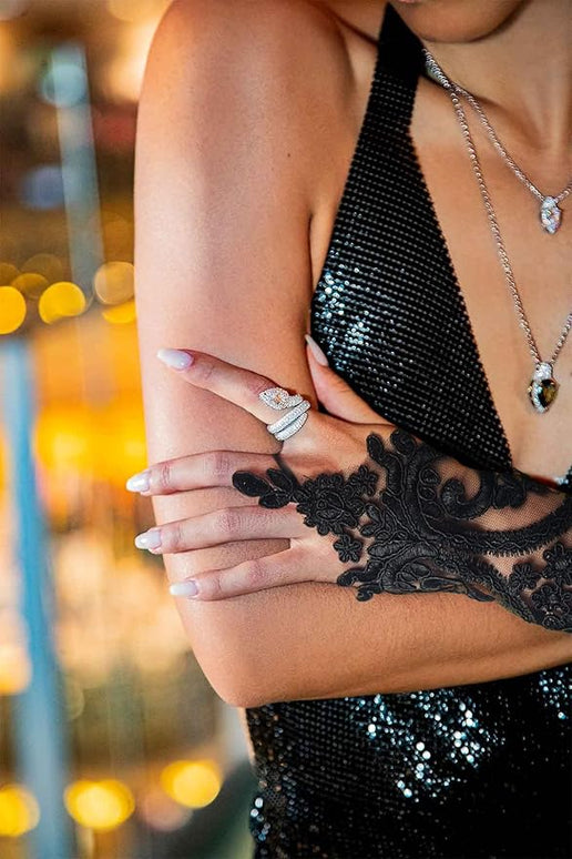 HOMELEX Women Black Lace Feather Gloves Witch Angel Costume Accessories Swan Wings Wrist Bands