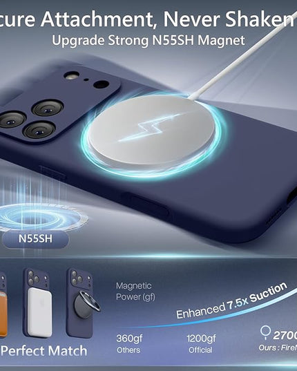 FireNova Magnetic for iPhone 17 Pro Case, Compatible with MagSafe, [Integrated Silicone Camera Control Button] [Camera Protection] Anti-Scratch Microfiber Lining Phone Case, 6.3", Navy Blue