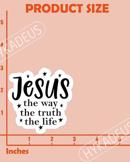 (3Pcs) Jesus The Way The Truth The Life Sticker – Inspirational Christian Waterproof Vinyl Decals for Water Bottle Scrapbook Laptop Phone Tumbler, 3" x 3"
