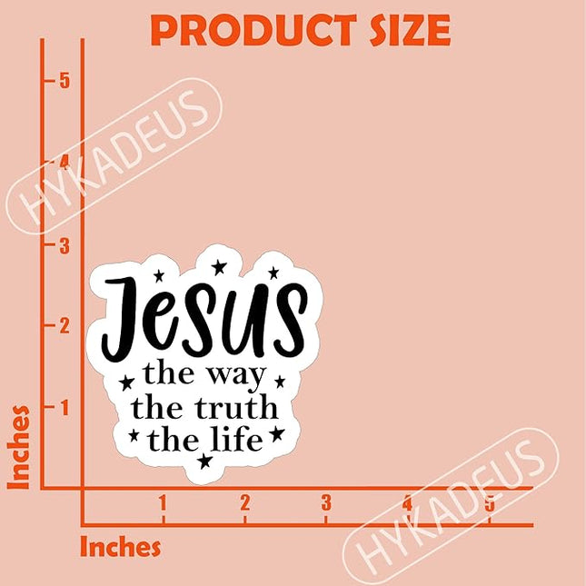 (3Pcs) Jesus The Way The Truth The Life Sticker – Inspirational Christian Waterproof Vinyl Decals for Water Bottle Scrapbook Laptop Phone Tumbler, 3" x 3"