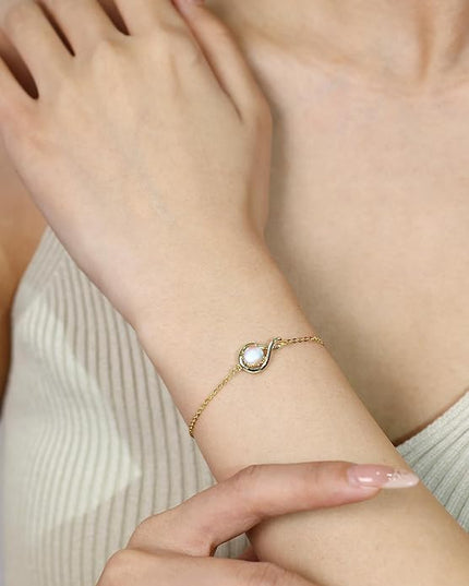 FANCIME Love Bracelet 925 Sterling Silver Infinity Birthstone Bracelets for Women Fine Jewelry Birthday Christmas Gifts for Her Mom Wife, Chain Length 6.7"+1.2" Extend