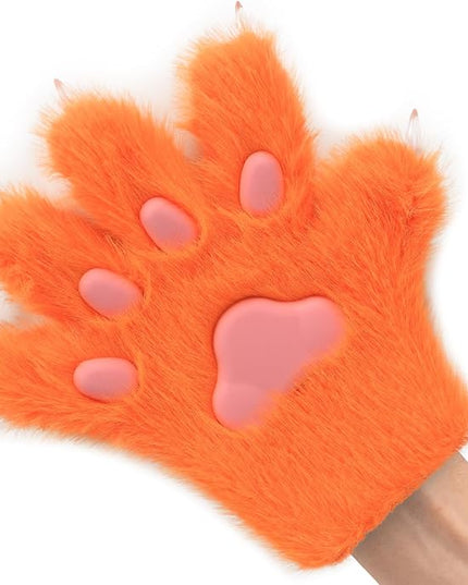 HAOAN Wolf Paw Gloves Faux Fur Cat Fingerless Mittens Winter Warm Cosplay Halloween Fancy Party Costume Accessories