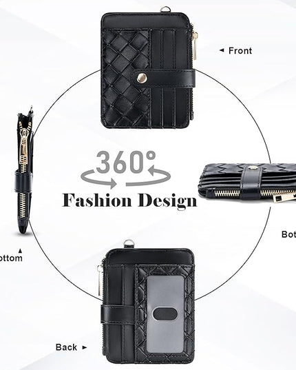 Keychain Wallet with Bracelet RFID Blocking Wristlet Credit Purse Card Holder, Silicone Bead Tassel Key Ring for Women