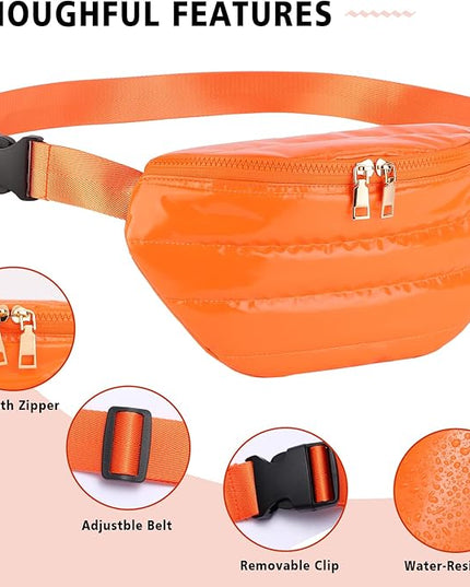 Fanny Packs for Women Fashion Waist Packs Quilted Puffer Belt Bag Puffy Crossbody Bags Sling Purse for Women Travel Running