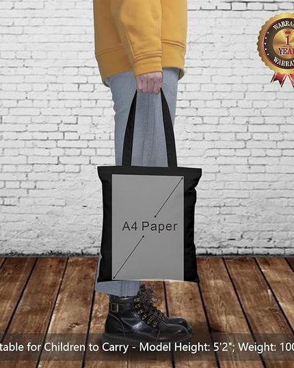 TOPDesign 30-Pack Economical 11.8"x13" Black Cotton Tote Bag, 5oz Lightweight Fabric, Small Reusable Grocery Shopping Cloth Bags, DIY Your Creative Designs