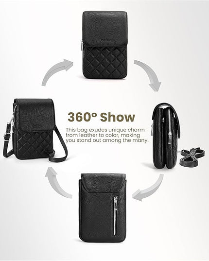 befen Genuine Leather Small Crossbody Bags for Women, Cell Phone Cross body Purse Bag with RFID Blocking Card Slots