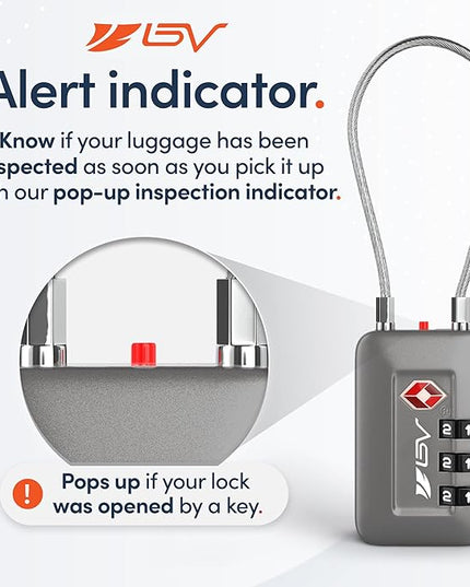 TSA Accepted Luggage Travel Lock, Set-Your-Own Combination Lock for School Gym Locker, Luggage Suitcase Baggage Locks, Filing Cabinets, Toolbox, Case (Slate Gray, 4 Pack)