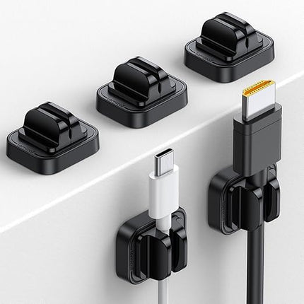 5Pack Cable Spring Holder Clips, Cord Organizer for Desk - Lamicall Adjustable Cord Wire Holder Keeper, Phone Charger Organizer Clips, Wire Cable Management for Nightstand Wall Car Office Desktop