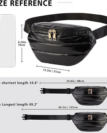 Fanny Packs for Women Fashion Waist Packs Quilted Puffer Belt Bag Puffy Crossbody Bags Sling Purse for Women Travel Running