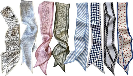 24PCS Fashion Scarves for Women Multifunctional Neck Scarves Purse Scarf Headbands for Bags Hair Accessories