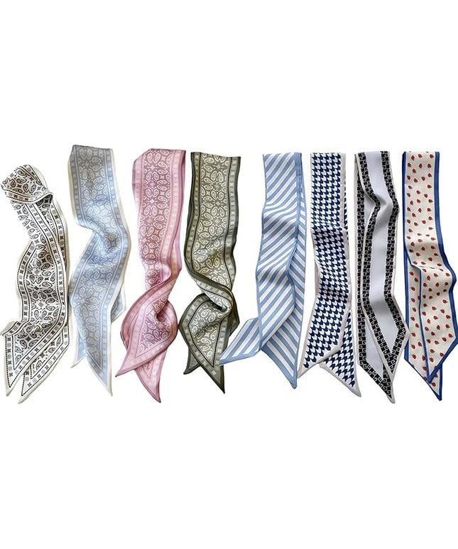24PCS Fashion Scarves for Women Multifunctional Neck Scarves Purse Scarf Headbands for Bags Hair Accessories
