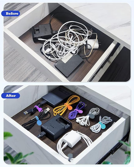 13 PCS Silicone Magnetic Cable Ties, Cable Clips Cord Organizer [1S] Management Cable Cords, Reusable Magnet Cable Organizer, Phone Cord Holder for Organizing, Bookmark Whiteboard Fridge Magnets etc