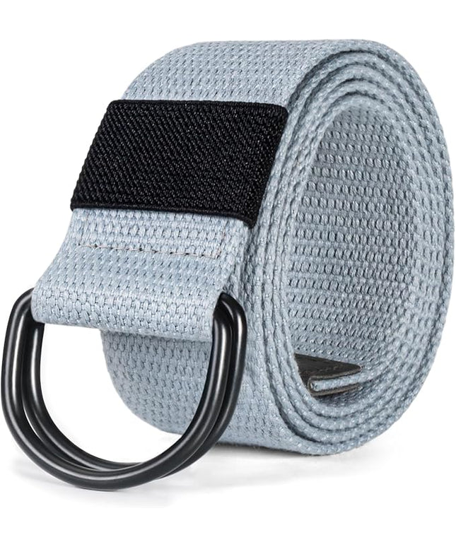 maikun Mens & Womens Canvas Belt with Black D-ring Buckle 1 1/2" Wide Solid Color Fabric Belt for Men