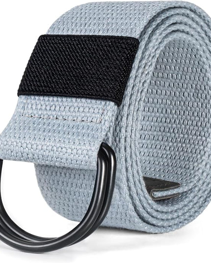 maikun Mens & Womens Canvas Belt with Black D-ring Buckle 1 1/2" Wide Solid Color Fabric Belt for Men