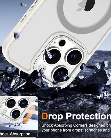 Hython Case for iPhone 16 Pro Case Magnetic Translucent Matte Phone Cases 6.3" [Compatible with MagSafe] Thin Slim Fit Shockproof Bumper Hard Protective Cover for Women Men Girls, Frosted Cream White