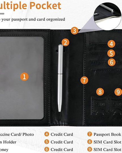 TIGARI Passport Holder for Travel Women Men, PU Leather Waterproof RFID Wallet Cover Case Sleeve, Valentines Day Gifts, Vacation Plane Cruise Travel Document Organizer Essentials