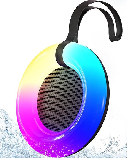 IPX7 Waterproof Speaker with Dynamic LED Light,Bluetooth Shower Speaker,Portable Bluetooth Speakers,Floating, True Wireless Stereo for Outdoor/Pool/Beach,BT5.3/TF-Card,Ideal Gifts(Black)