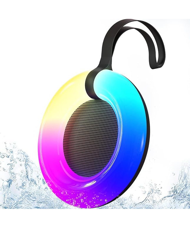 IPX7 Waterproof Speaker with Dynamic LED Light,Bluetooth Shower Speaker,Portable Bluetooth Speakers,Floating, True Wireless Stereo for Outdoor/Pool/Beach,BT5.3/TF-Card,Ideal Gifts(Black)