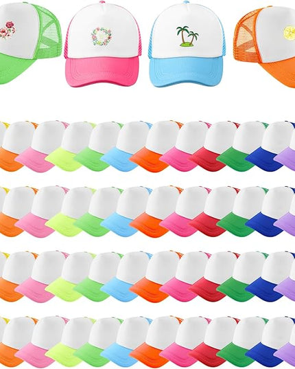 Hercicy 40 Pack Sublimation Blank Trucker Hat Bulk Baseball Cap Adjustable Mesh Unisex Polyester Hat Heat Transfer