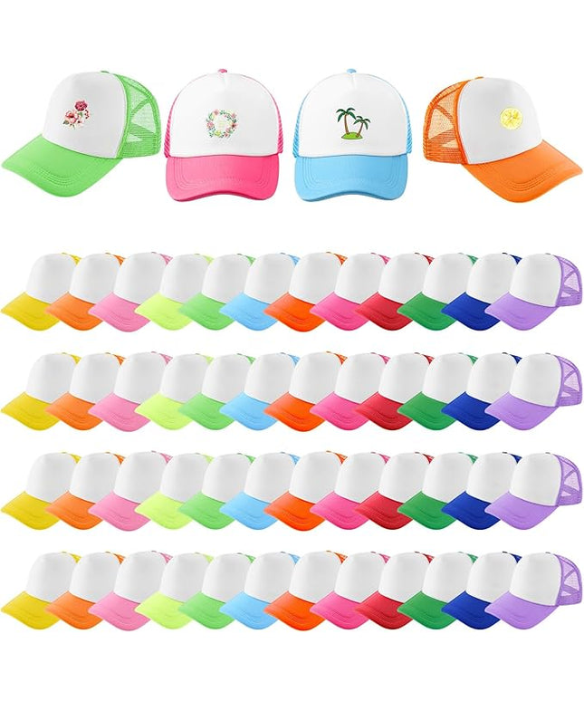 Hercicy 40 Pack Sublimation Blank Trucker Hat Bulk Baseball Cap Adjustable Mesh Unisex Polyester Hat Heat Transfer