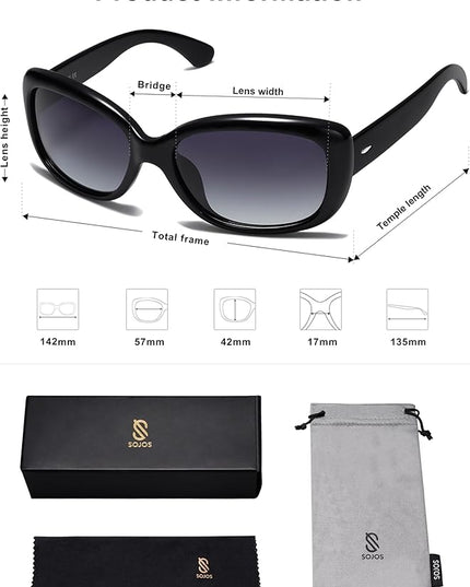 SOJOS Vintage Square Sunglasses for Women Polarized UV Protection Havana Frame SJ2111