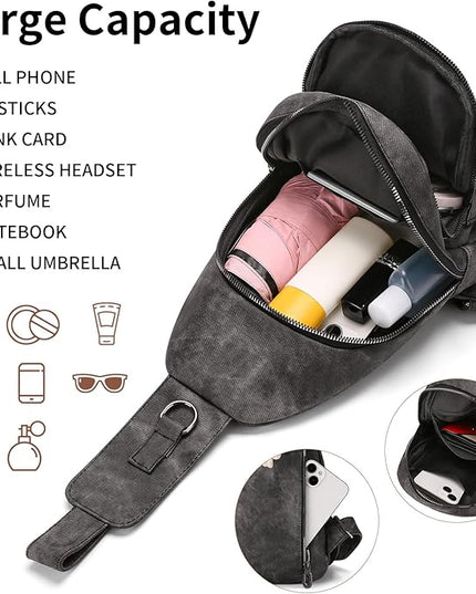 FALAN MULE Crossbody Bags for Women Trendy Leather Sling Chest Bag Fanny Packs for Women