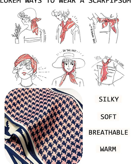 Head Scarf Purse Handle Neck Satin Hair Scarfs For Bag Lightweight Silky Long Thin Women's Fashion Scarves 59 * 5.9”