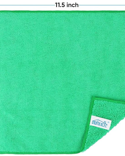 HOMEXCEL Green Microfiber Cleaning Cloth, 12 Pack Premium Microfiber Towels for Cars, Lint Free, Scratch-Free, Highly Absorbent, Reusable Cleaning Rags for Car, Household, Kitchen, Window,11.5"X11.5"