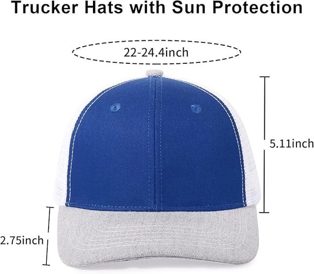 kozinu Unisex Trucker Hats Blank Mesh Snapback Hats Sport Plain Baseball Caps Adjustable Fitted Hat