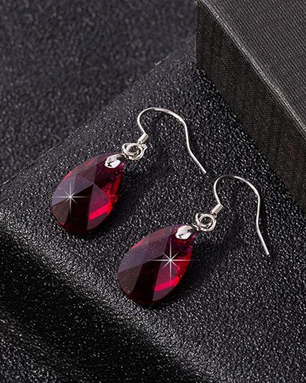 Teardrop Austrian Crystal Drop Dangle Earrings for Women 925 Sterling Silver Hook Hypoallergenic Jewelry