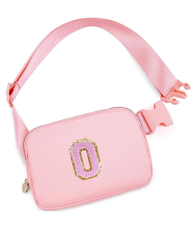 Uygafly Personalized Belt Bag for Women Girls - Fashion Mini Waist Packs with Adjustable Strap - Trendy Travel Fanny Pack Crossbody Bags with Initial Letter - Teen Gifts | Peach,O