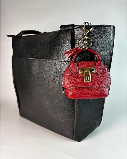 Plinvo Cute Genuine Leather Keychain Coin Purse for Women with Tassels Mini Change Pouch Brown (Red)