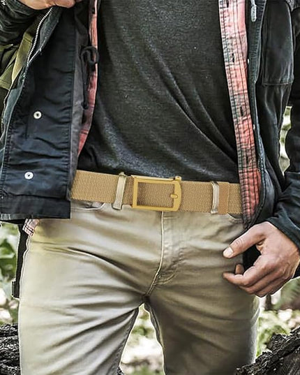 DOOPAI Stretch Canvas Belt for Men, Adjustable Elastic Holeless Web Belt for Casual, Golf, and Work, with Bottle Opener