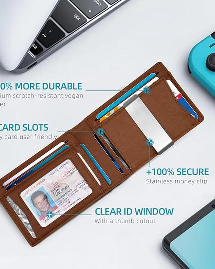 Zitahli Men's Wallets Airtag Holder Slim Rfid Leather with Gift Box