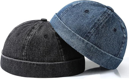 Brimless Hat for Men Women Docker Cap Vintage Sailor Beanie Cap