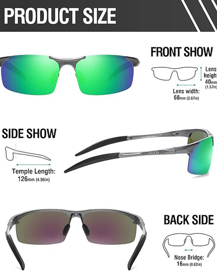 DUCO Mens Sports Polarized Sunglasses UV Protection Sunglasses for Men 8177s
