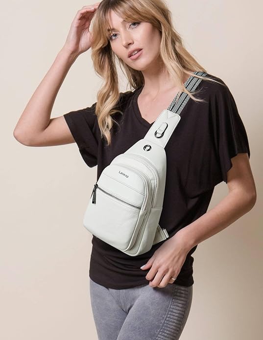 Sling Bag For Women Faux Leather Small Casual Daypack Backpack Fanny Pack Crossbody Chest Bags Purse