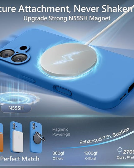 FireNova Magnetic for iPhone 17 Case, Compatible with MagSafe, [Integrated Silicone Camera Control Button] [Camera Protection] Anti-Scratch Microfiber Lining Phone Case, 6.3", Blue