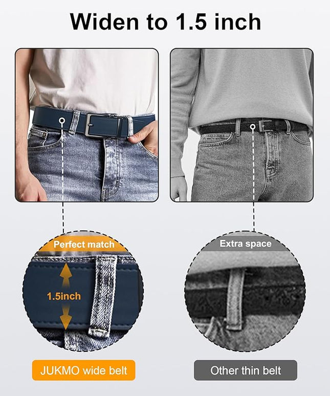 JUKMO 1.5" (38mm) Leather Ratchet Belt for Men in Gift Box