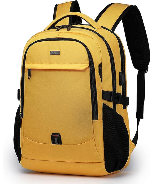 DUSLANG 17 Inch Laptop Backpack for Travel Water Resistant College Backpack for Women Laptop Bag with USB Charging Port Work Backpack,Yellow