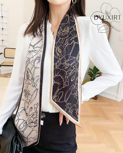 Head Scarf Purse Handle Neck Satin Hair Scarfs For Bag Lightweight Silky Long Thin Women's Fashion Scarves 59 * 5.9”