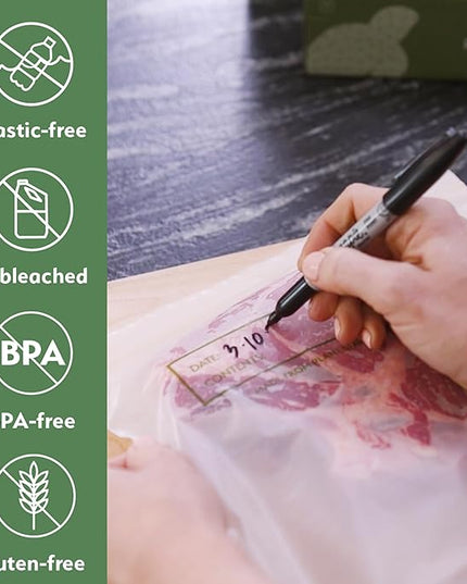 100% Compostable Food Storage Bags [Gallon 50 Pack] Eco-Friendly Freezer Bags, Resealable Bags, Heavy-Duty, Reusable, Off-White by Earth's Natural Alternative